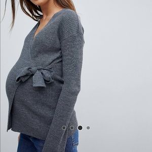 Asos maternity rib wrap sweater grey 4 Like NEW